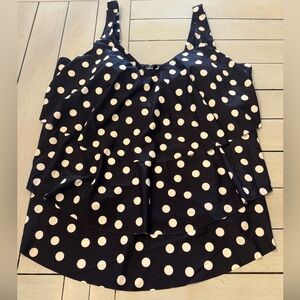 EVANS | Nautical dot V-neck tankini top Navy white | Sz Plus 20 NWT